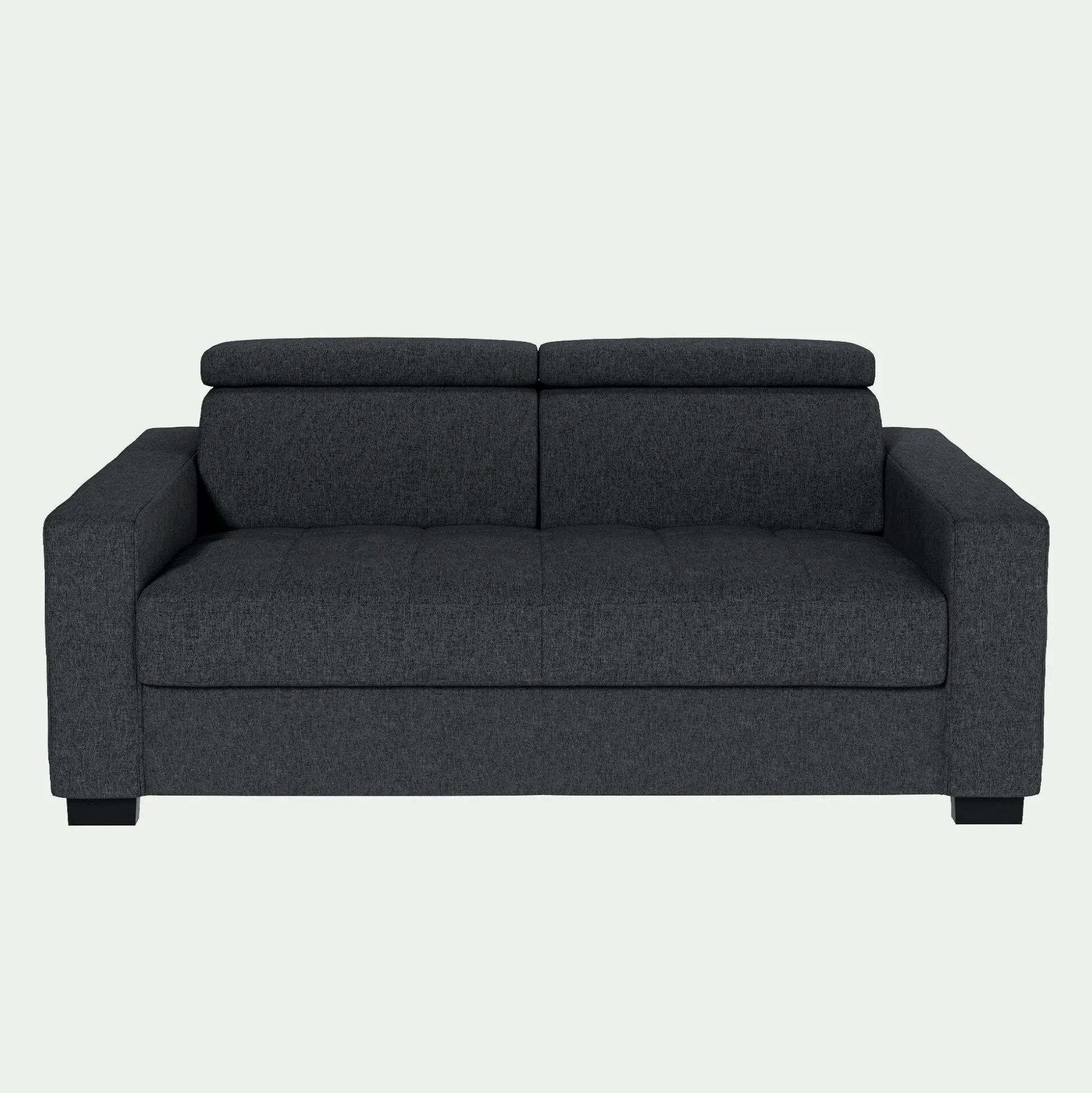 Canapé 2 places fixe en tissu pop avec accoudoirs 20cm - gris anthracite