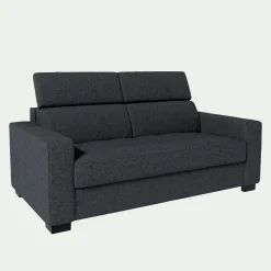 Canapé 2 places fixe en tissu pop avec accoudoirs 20cm - gris anthracite