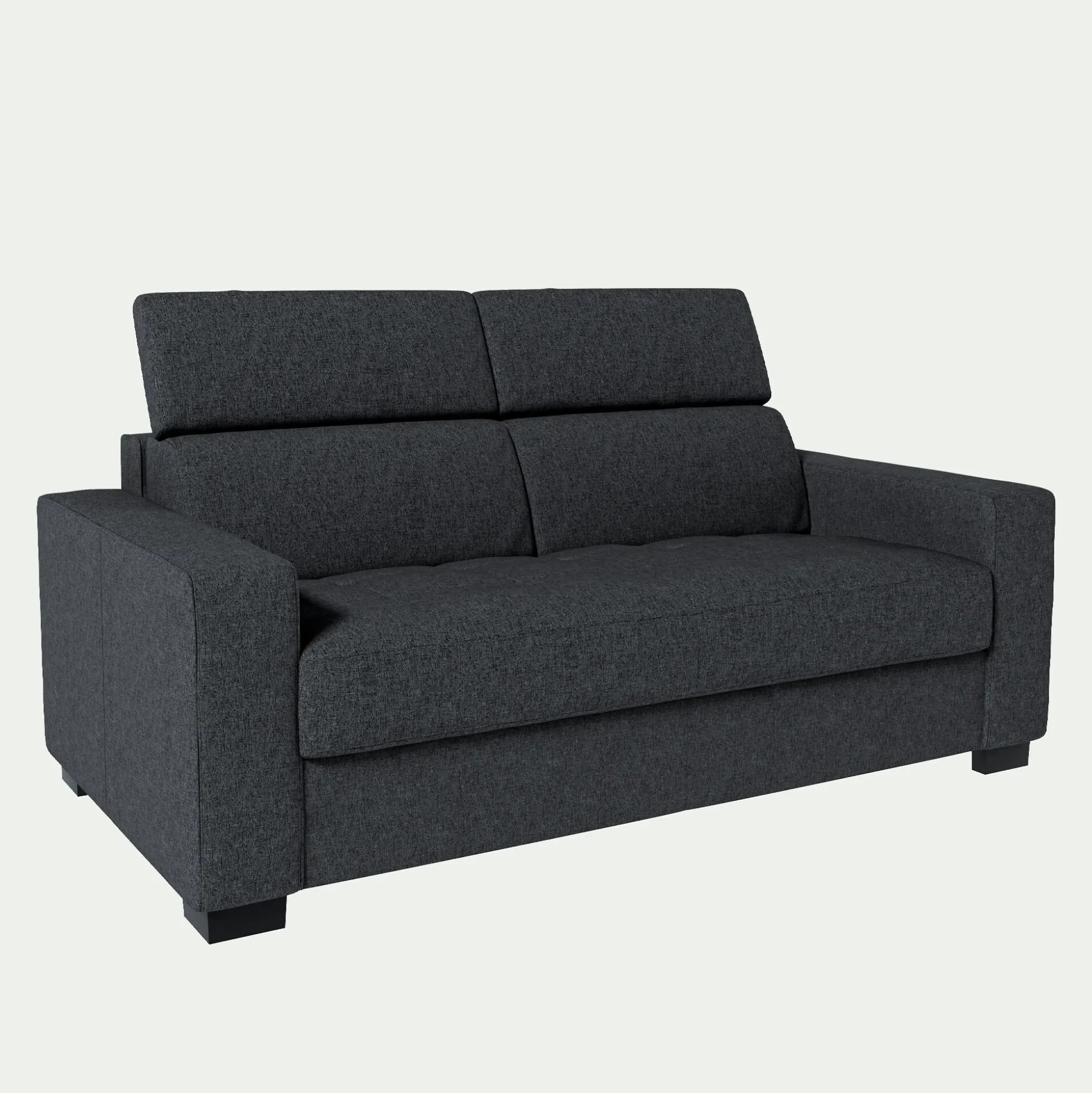 Canapé 2 places fixe en tissu pop avec accoudoirs 20cm - gris anthracite