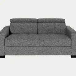 Canapé 2 places fixe en tissu pop avec accoudoirs 15cm - gris