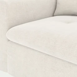 Canapé 4 places fixe en tissu doux tramé - blanc ventoux