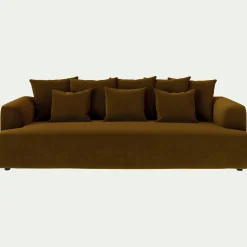 Canapé 5 places fixe en tissu velours - bronze