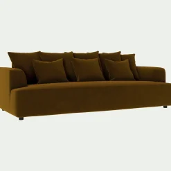 Canapé 5 places fixe en tissu velours - bronze