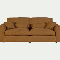 Canapé 5 places fixe en tissu chenille benjo - jaune argan