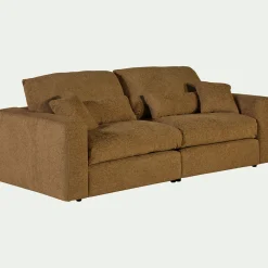 Canapé 5 places fixe en tissu chenille benjo - jaune argan