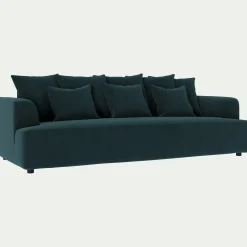 Canapé 5 places fixe en tissu velours - bleu foncé