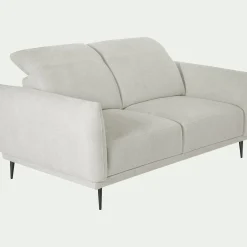 Canapé 2 places fixe en tissu memphis avec fonction avance-recul - beige roucas