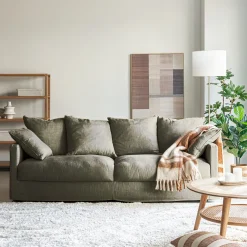 Canapé 4 places fixe en tissu - vert cèdre