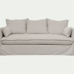 Canapé 3 places fixe en tissu wind - beige alpilles