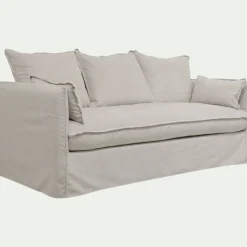 Canapé 3 places fixe en tissu wind - beige alpilles