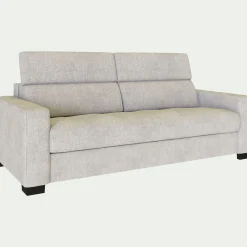 Canapé 3 places fixe en tissu monclar avec accoudoirs 20cm - beige roucas