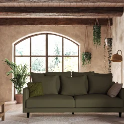 Canapé 4 places fixe en tissu joint - vert cèdre