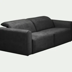 Canapé 3 places fixe en tissu - gris anthracite