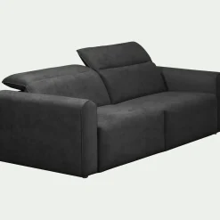 Canapé 3 places fixe en tissu - gris anthracite