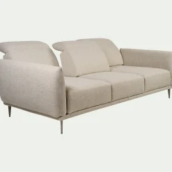 Canapé 4 places fixe en tissu avec fonction avance-recul - beige roucas