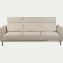 Canapé 4 places fixe en tissu avec fonction avance-recul - beige roucas