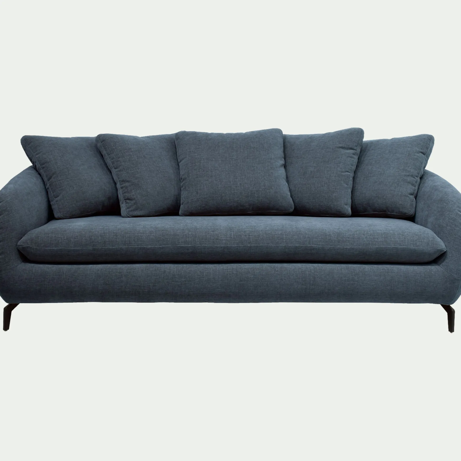 Canapé 4 places fixe en tissu tramé - bleu