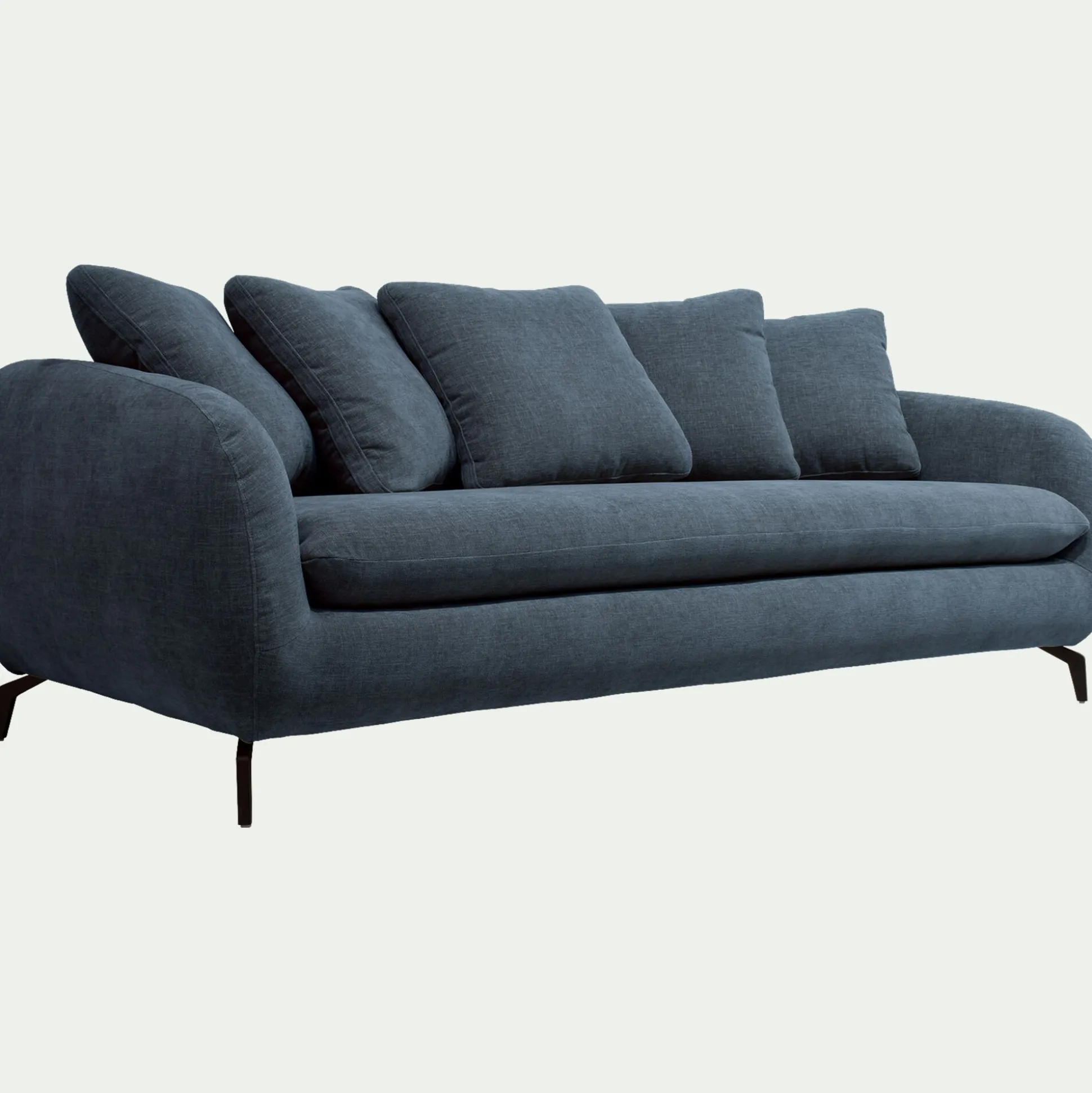 Canapé 4 places fixe en tissu tramé - bleu