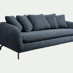 Canapé 4 places fixe en tissu tramé - bleu