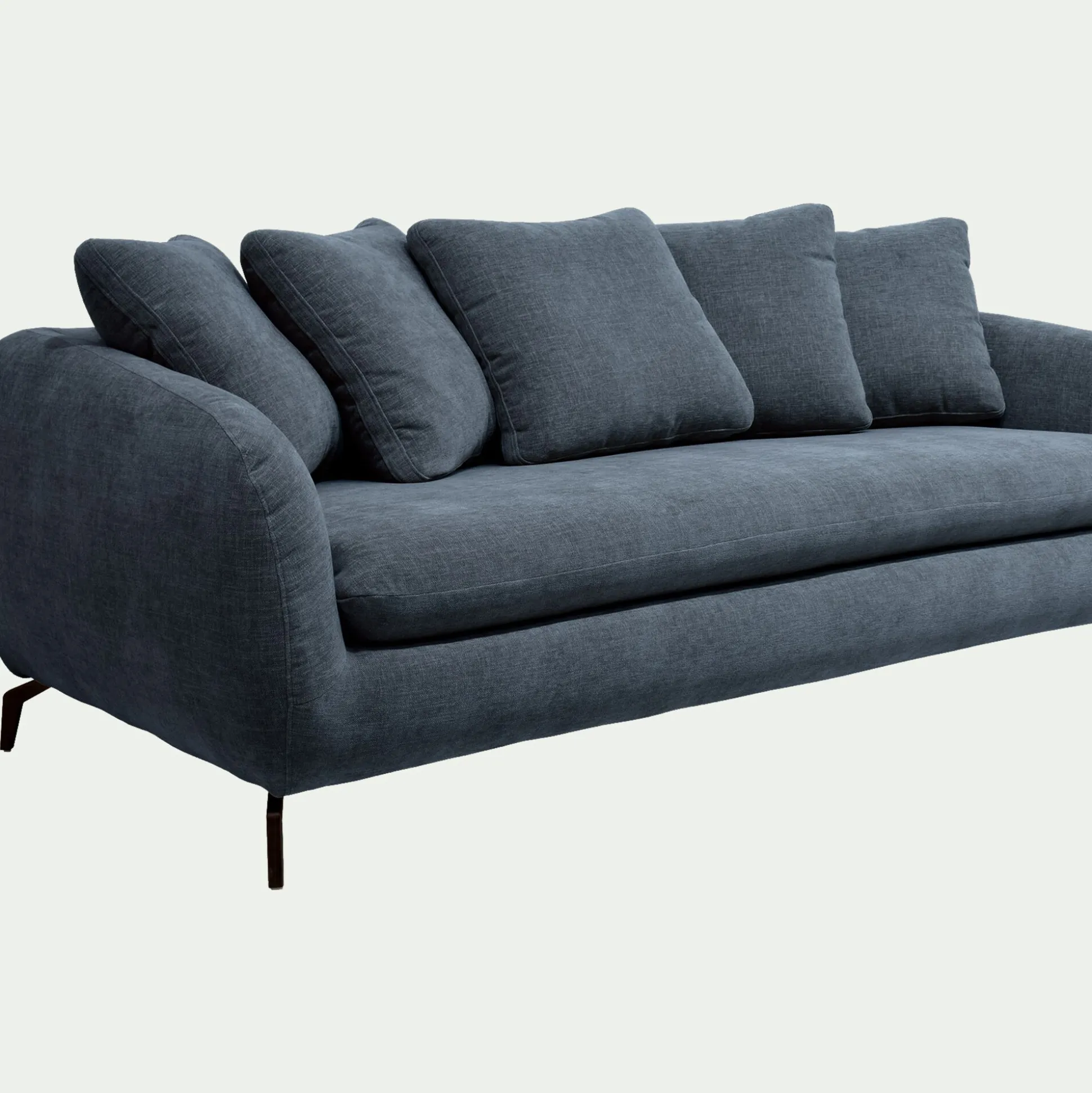 Canapé 4 places fixe en tissu tramé - bleu