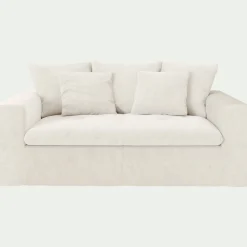 Canapé 2 places fixe en tissu doux tramé - blanc ventoux