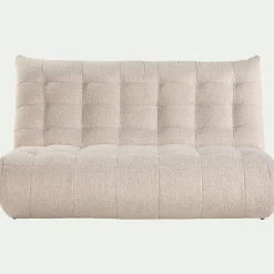 Canapé 4 places fixe en tissu bouclette - blanc écru