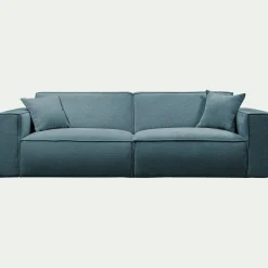 Canapé 4 places fixe en tissu genesis - bleu
