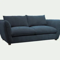 Canapé 3 places fixe en tissu Nature - bleu