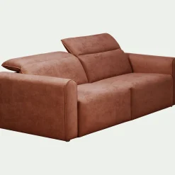 Canapé 3 places fixe en tissu - brun rustrel