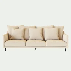 Canapé 5 places fixe en tissu joint - beige roucas
