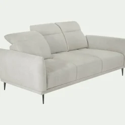 Canapé 4 places fixe en tissu memphis avec fonction avance-recul - beige roucas