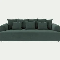 Canapé 5 places fixe en tissu velours - vert sauge
