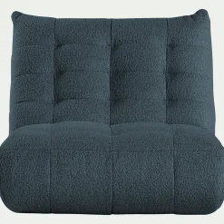 Canapé 2 places fixe en tissu bouclette - bleu