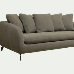 Canapé 4 places fixe en tissu doux - vert garrigue