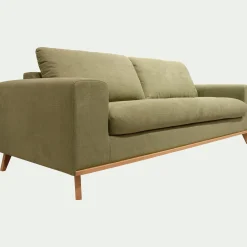 Canapé 4 places fixe en tissu Cosmo - vert kaki