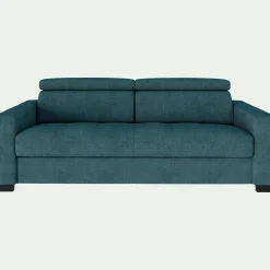 Canapé 3 places fixe en tissu monclar avec accoudoirs 20cm - bleu niolon