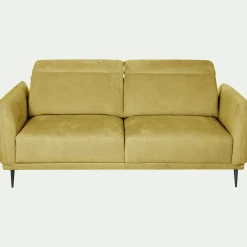 Canapé 3 places fixe en tissu memphis avec fonction avance-recul - jaune argan