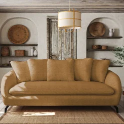 Canapé 3 places fixe en tissu tramé - bronze