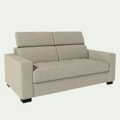 Canapé 2 places fixe en tissu pop avec accoudoirs 20cm - beige