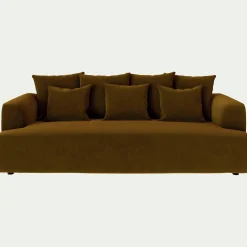 Canapé 4 places fixe en tissu velours - bronze