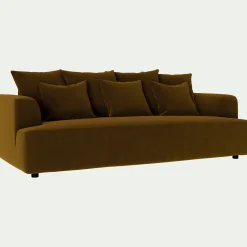 Canapé 4 places fixe en tissu velours - bronze