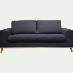 Canapé 3 places fixe en tissu Crown - bleu calabrun