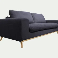 Canapé 3 places fixe en tissu Crown - bleu calabrun