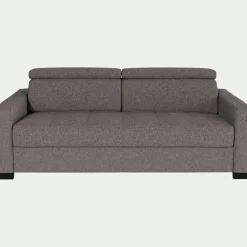 Canapé 3 places fixe en tissu pop avec accoudoirs 15cm - taupe