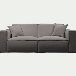 Canapé 3 places fixe en tissu genesis - gris