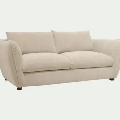 Canapé 3 places fixe en tissu Nature - blanc écru