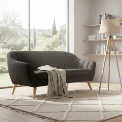 Canapé 3 places fixe en tissu - gris anthracite