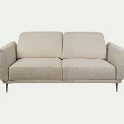 Canapé 3 places fixe en tissu avec fonction avance-recul - beige roucas
