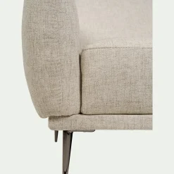 Canapé 3 places fixe en tissu avec fonction avance-recul - beige roucas