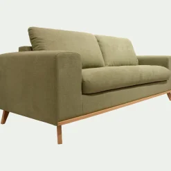 Canapé 3 places fixe en tissu Cosmo - vert kaki